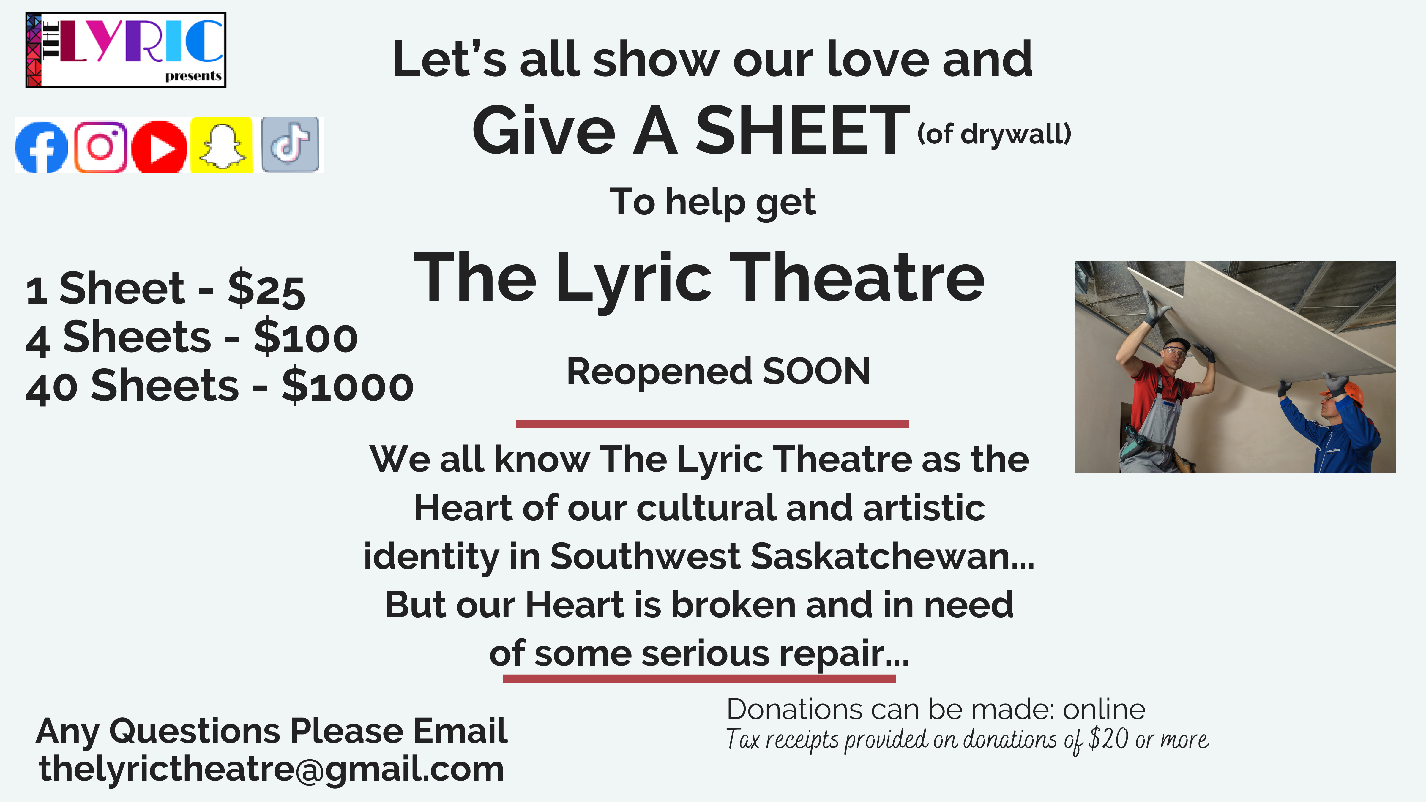 Drywall Poster The Lyric Theatre fundraising